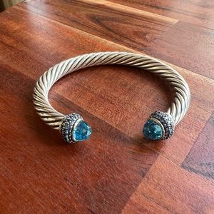 Gorgeous Rare David Yurman Blue Topaz Sapphire Cable Candy Bracelet 7mm